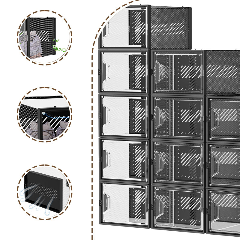 Wrought Studio 12-Piece Transparent Stackable Shoe Cabinet - Wayfair Canada